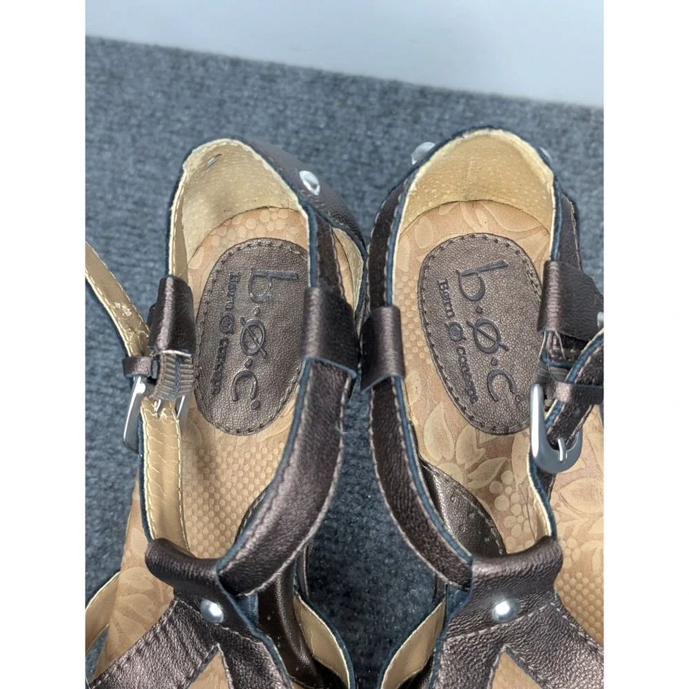 BOC Born‎ Concept Women's Metallic Brown Wedge Sandals Size 7 Studded